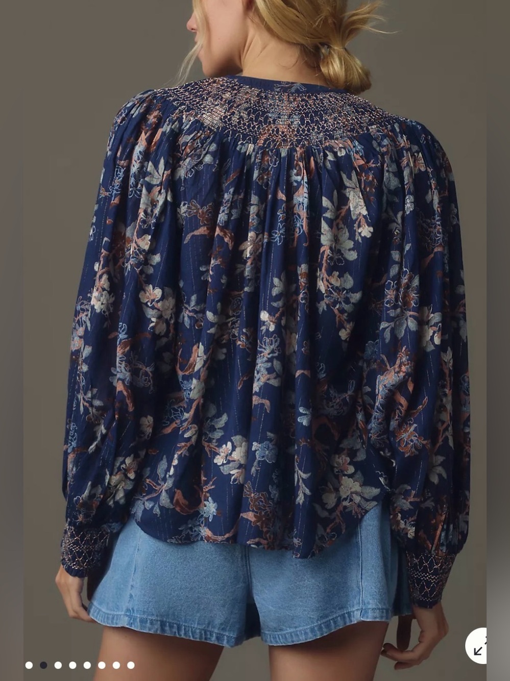 Anthropology Long Sleeve  Smocked  Jacquard Top Size Medium - Picture 8 of 17